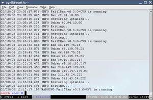 Fail2Ban의 스크린샷, IP 주소 차단 기능을 보여줌