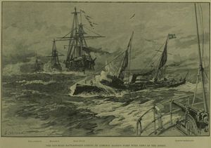 레틀스네이크가 베어드 제독의 함대에 1889년 해군 기동 훈련 말에 적에 대한 소식을 전하기 위해 도착했다.