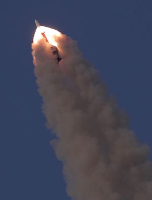 ISRO 패드 중단 시험 중인 승무원 모듈