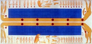 KV1 무덤 내부 천장을 장식하는 하늘의 여신 누트의 이중 벽화