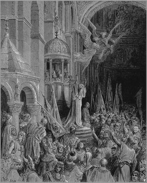 십자군 참여를 독려하는 설교 장면