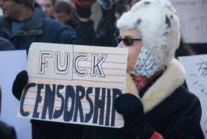 SOPA-PIPA 시위, 2012년 1월 18일, 척 슈머와 키어스틴 질리브랜드 상원의원 사무실 앞, 뉴욕 시