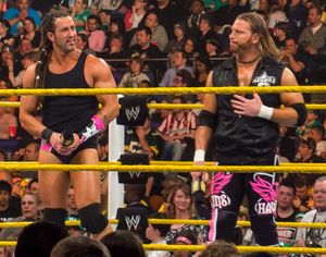 링 위에 서 있는 두 명의 레슬러