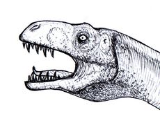 가상 가소사우루스의 두부. 실제로는 미발견 부위이다