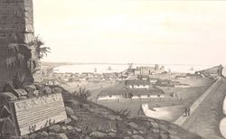 1830년대 페오도시아(카파)의 모습. 그림 왼쪽에는 제노바 귀족 가문의 문장이 새겨진 표식이 보인다.