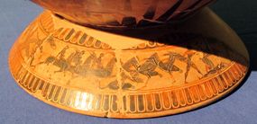 기원전 570-560년경의 프랑수아 화병에 묘사된 두루미와 피그미족의 전투, 이탈리아 피렌체 국립 고고학 박물관.