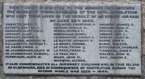 1940년 6월 28일 폭격으로 사망한 건지섬 민간인을 기리는 명판
