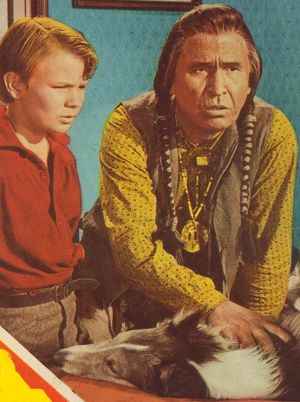 그레이(왼쪽)와 추장 요울라치 1951년 영화 페인티드 힐스 홍보 포스터