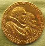 게오르크 프리드리히와 두번째 부인 브론스위크-뤼네부르크의 소피아가 새겨진 브란덴부르크 안스바흐, 쿨름바흐 지역의 메달