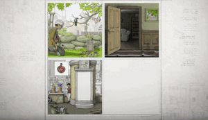 고로고아의 퍼즐은 각 패널 내의 장면을 조작하고, 패널 자체를 움직여 연결하여 새로운 장면을 만드는 것을 포함한다.