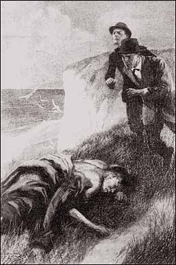 홈즈와 스택허스트는 죽어가는 맥퍼슨을 발견한다 – 1926년 The Strand Magazine의 하워드 엘콕 그림