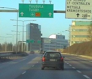 헬싱키에서 투술라까지의 고속도로 모습