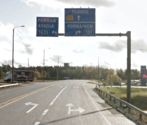 핀란드 국도 55호선. 아스콜라, 몬닌퀴래 마을 근처.