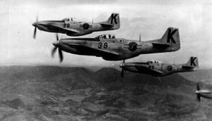 동해안 강릉기지에서 출격중인 F-51 머스탱 편대