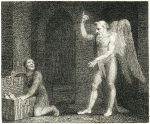 존 게이의 "구두쇠와 플루토스"의 판화, 윌리엄 블레이크, 1793년