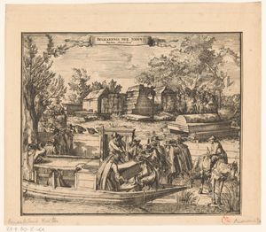 암스테르담 유대인 묘지로 시신을 운반하는 모습. 약 1695년, Romeyn de Hooghe 제작