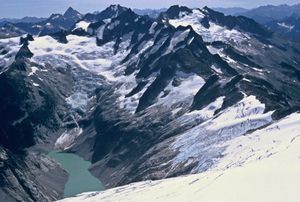 엘도라도 봉우리에서 본 세 개의 빙하: Inspiration, Forbidden, Quien Sabe