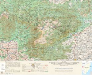 1953년 닐기리스 구 지도(노란색으로 구 경계 표시), 축척 1:250,000