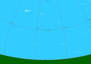 기원전 7년 11월 12일 저녁 예루살렘에서 바라본 대합의 시뮬레이션 모습.