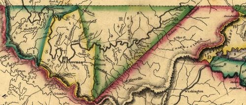 1817년 테네시 지구 지도: 테네시, 데이비드슨, 서머