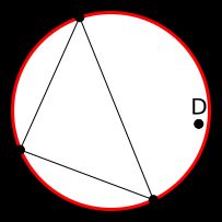 점 D가 A, B, C의 외접원 안에 있는지 감지하는 빠르고 견고한 방법이 필요하다