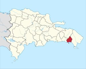 도미니카 공화국 내 라 로마나 주 위치