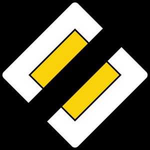 우선 도로 종료 표지판 (황색 사각형, 검정 사선)