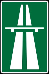 자동차전용도로 시작 표지(녹색 바탕) 예시