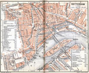 마스(뫼즈)강 북쪽 지역은 폭격으로 파괴되었으며, 1905년 지도에 표시되어 있다.