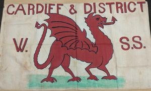 1908년 카디프 & 지구 여성 참정권 협회의 배너