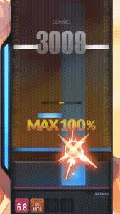 DJMax 시리즈의 전형적인 게임 플레이 스타일과 인터페이스 시연.