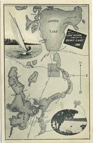 스피릿 레이크 부근 그림 엽서소인은 1907년 8월 1일 오코보지