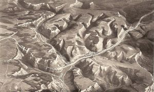 Drackensteiner Hang 프로젝트의 설계도. 가파른 지형에 맞춰 도로의 상하행선을 산 양쪽으로 분리하여 건설했다.