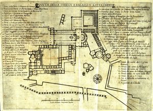 1580년대 교황 식스토 5세의 개입 이전 라테라노 궁전 평면도