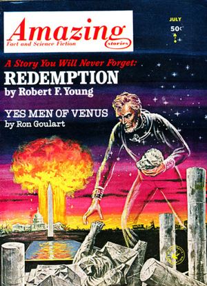 영의 중편 소설 "Redemption"은 1963년 7월호 어메이징 스토리의 표지를 장식했다.