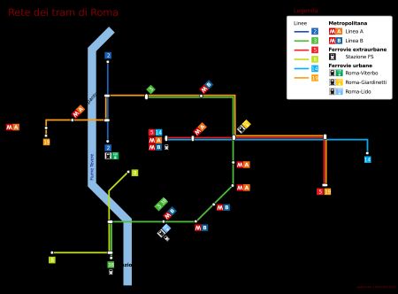 로마 노면전차 환승 정류장 지도