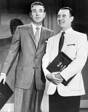 로버트 페이지 (왼쪽)와 프랭크 파커가 브라이드 앤 그룸 (1957)에 출연