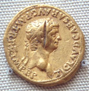 남인도에서 발굴된 클라우디우스의 금화.