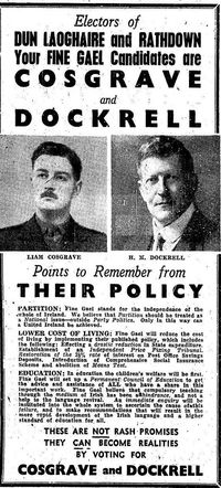 코스그레이브를 홍보하는 1948년 아일랜드 총선 팸플릿