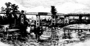 1884년 신설된 파셋 다리(Fawcett Bridge)와 그 뒤의 콜먼스 포인트(Coleman's Point)
