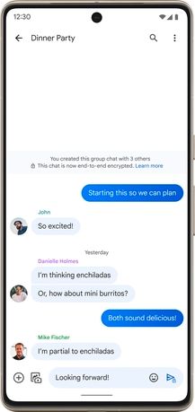 안드로이드에서 구글 메시지 애플리케이션의 그룹 대화 스레드