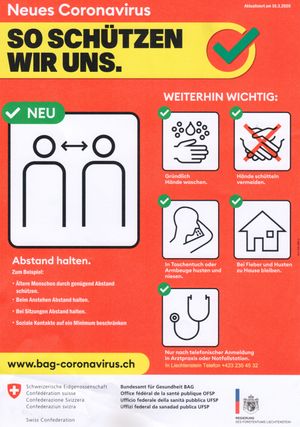 스위스와 리히텐슈타인 정부가 발표한 COVID-19 예방 지침