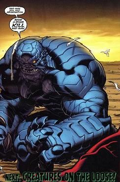 릭 존스가 "A-Bomb"으로 변신한 모습, 『헐크』 (2권) #2 (2008년 4월). 에드 맥기네스의 그림.