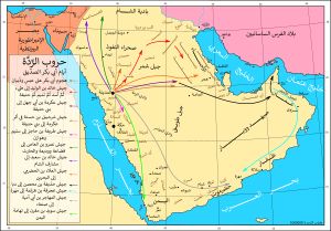 여러 지역으로 이동하는 11개 칼리프 군단