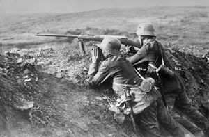 Imperial German Army soldiers firing a Mauser 1918 T-Gewehr