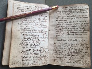 케임브리지 협회 가입 당시 목사들의 서명.