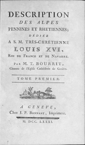 페나인 알프스와 래티셰 알프스 해설, 1781