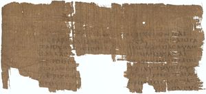 4세기 파피루스 25의 뒷면에 기록된 마태복음 19:5–7, 9–10