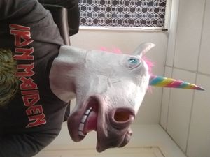 아치 맥피에서 판매하는 유니콘 머리 가면