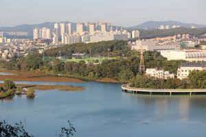 매미산 위에서 내려본 기흥저수지 전경